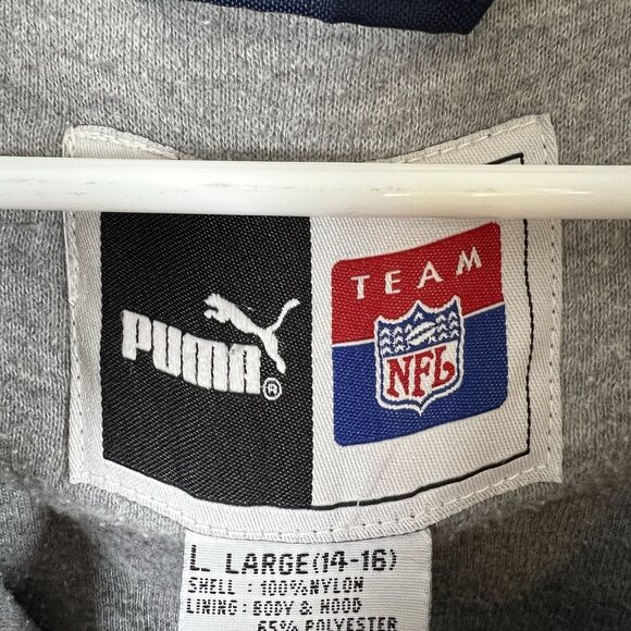 VTG 90s Dallas Cowboys Puma Half Zip Jacket Youth Large Blue Removable Sleeves - Picture 10 of 15